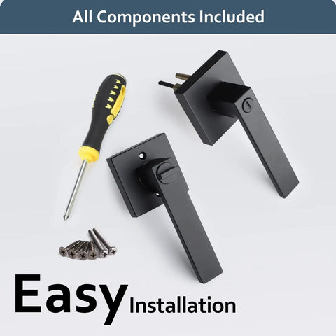 Six Pack Privacy Door Handles Black No Keys For Bedroom And Bathroom Interior Levers and included screws and screwdriver set