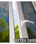 Window with Daytime Privacy Window Film For Heat Control And Mirror Silver Tint Very Dark Level 5 36 Inch By 24 Foot Roll applied.