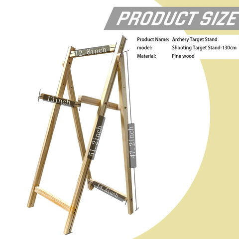 Backyard Archery Target Stand With Adjustable Heights And Ground Pegs, Sturdy Pine Wood shown in product size diagram