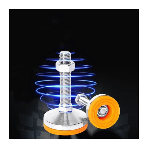 Hardcore Adjustable Leveling Feet M8 M10 M12 Threaded Carbon Steel Machine Legs For Furniture And Heavy Machinery 6 Pack shown in close-up with orange support base.