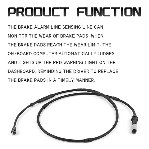 KUQUTIDY brake pad wear sensor cable; black, front and rear sensor line with connectors