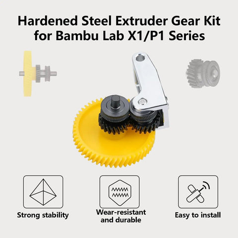Beefed-Up Extruder Gear Kit For X1 And P1 Series With DLC Nano Coating Hardened Steel Dual Gear Aluminum Handle POM Gear