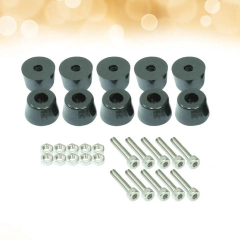 30 Pack Rubber Furniture Feet Bumpers with M4x30mm Hex Socket Screws and Nuts, black rubber and metal floor protectors set