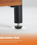 Adjustable foot of Three Tier End Table With Storage Shelf And Adjustable Feet For Bedroom, Living Room Or Office, Space Saving Nightstand.