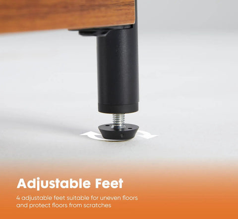 Adjustable foot of Three Tier End Table With Storage Shelf And Adjustable Feet For Bedroom, Living Room Or Office, Space Saving Nightstand.