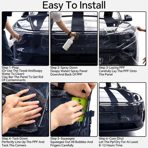 Easy installation steps for Premium 8.5 Mil TPU Paint Protection Film Precut Rear Bumper Guard For Tesla Cybertruck 2025 And 2026.