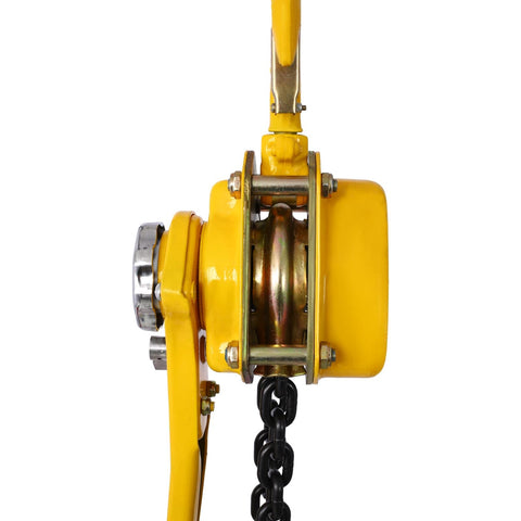 Heavy Duty Lever Chain Hoist, One And A Half Ton Capacity With 3300 Lb Lift, 20 Ft Chain, Come Along Hoist side view