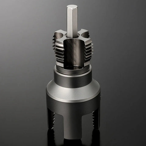 Pipe Threading Cutter Set With Hex Shank For Drill Attachment Taper Deburring Steel Precision For PVC And PPR Connections 1/2 NPT Compatible Heavy Duty Deburring Tool, close-up