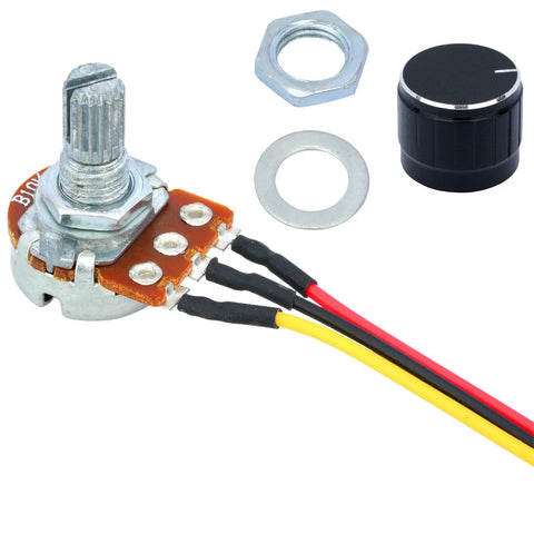 Three Pack 10K Ohm Linear Potentiometer Kit With WH148 3 Pin Variable Resistor, XH2.54 Connector Wires, 200Mm Lead, Knob Caps, For Audio Equipment, Lighting Control, DIY Electronics Projects