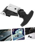 Elastic Rubber Hood Latch Kit For Vehicles With Shock Absorption And Easy Install Vibration Dampening in black and silver design.