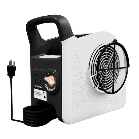 355 CFM Blower Fan With Detachable Filter for Easy Cleaning, high velocity air mover in a white color with dual outlets