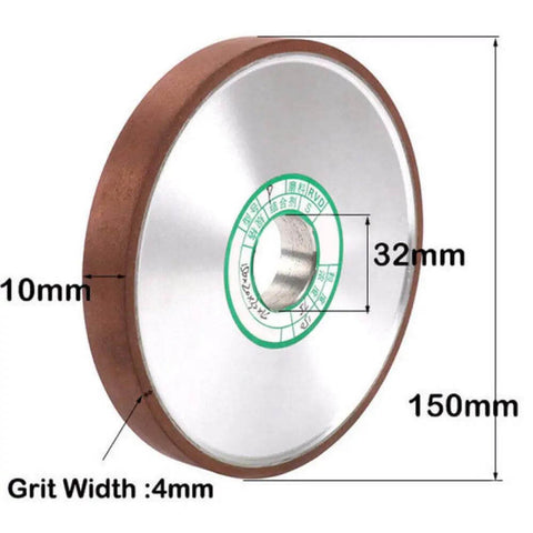 Pro Grade 150mm Diamond Grinding Wheel Disc For Carbide Cutter And Metal Grinder 6 Inch With 5 By 4 Hole, side view