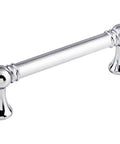 Kara Pull Serene Collection 3-3/4 Inch Center To Center Brushed Satin Nickel Finish for kitchen cabinet doors and drawers, side view.