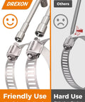 Comparison of friendly-use nut drive clamps vs hard-use clamps, illustrating the benefits of the 200 Piece Hose Clamp Kit Assortment In Heavy Duty 304 Stainless Steel Worm Gear Clamps One Quarter To Two Inches Range Eight Size Automotive Fuel Line Radiator Coolant Hose Clamp Set Ideal For Automotive Repairs And DIY Projects.