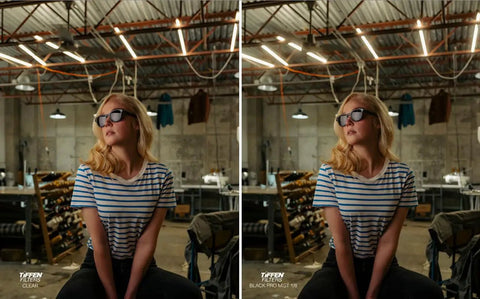 Side-by-side comparison using 49mm Black Pro Mist One Eighth Diffusion Filter Ultra Slim for Cinematic Portraits Video and Vlog