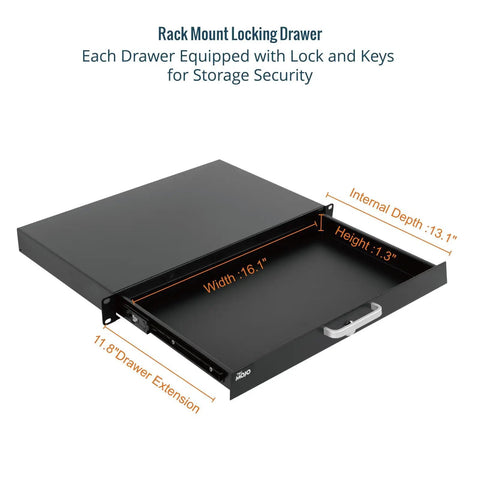 Built Strong 1U Rack Drawer For 19 Inch Server Cabinets Glides Open Easy With Reliable Drop Down Lock Heavy Gauge Cold Rolled Steel Holds Firm Up To 44 Pounds Includes Smart Cable Routing For No Fuss Setup Organization