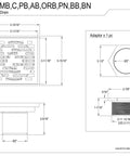 Diagram of 4 Inch Brass Square Grid Shower Drain With Hair Strainer, Oil Rubbed Bronze Finish, dimensions and adapter.