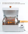 Rock Solid Home Coffee Roaster Featuring Quartz Heating Tube Adjustable Temperature Settings For Fresh Morning Beans Stainless Steel Electric Roasting Machine Smooth Operator Kitchen Must Have - open view showing stainless steel drum and quartz tube.