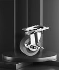 Side view of 2 Inch Heavy Duty Caster Wheels Set Of 4 With Brakes Locking Swivel Casters With Rubber Wheels For Furniture Carts