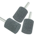 Three 25mm cylindrical grinding stones with 1/4-inch shank for rotary tools and drills, made of pro-grade aluminum oxide.