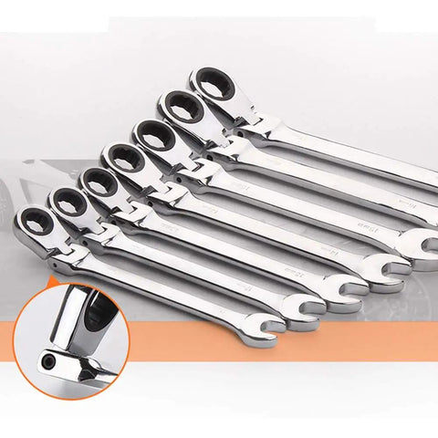 Workhorse Ratchet Socket Wrench Set With Spanners, Hand Tool Kit For Car Repair, Adjustable And Durable Chrome Spanner Set In Blue