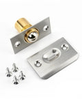 Two Pack Adjustable Ball Door Catches for Internal and Closet Doors, Near Silent Close Latch Hardware with screws visible