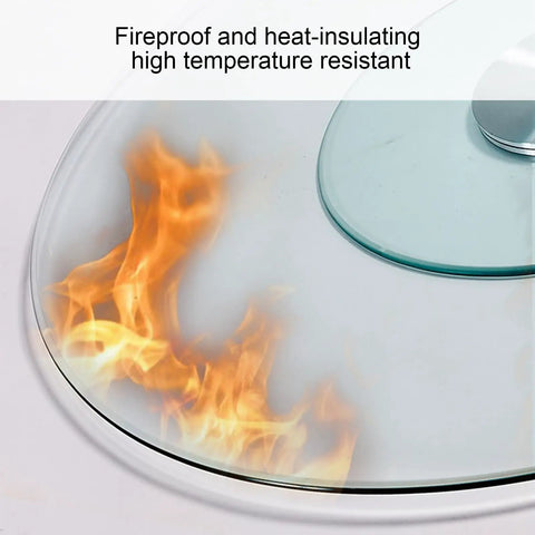 Tempered Glass Lazy Susan Turntable Round Clear Dining Tray For Banquets fire-resistant demonstration with flames on glass surface.