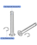 DIY Friendly Heavy Duty 10 Pack M4x25mm 304 Stainless Steel Cylindrical Shaft Pin With Grooved Flat Head Hinge Cylinder Position Pin And E Clip Retaining Ring Set