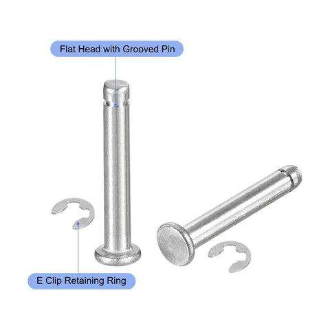 DIY Friendly Heavy Duty 10 Pack M4x25mm 304 Stainless Steel Cylindrical Shaft Pin With Grooved Flat Head Hinge Cylinder Position Pin And E Clip Retaining Ring Set