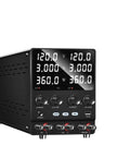 Front view of Dual Channel Variable Power Supply 30V10A Lab Bench Power Supply With Independent Control, black casing and display.