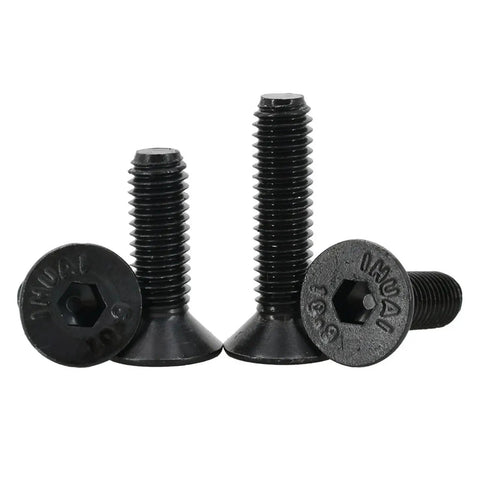 Hex Socket Screws Nuts Kit Flat Head Set In Black Carbon Steel, M2 Through M6, DIN7991 Threads, Grade 10.9, Countersunk Socket Cap Bolts And Nuts, 4mm To 30mm Lengths, Ultra Strong Hardware For DIY Projects, black countersunk screws