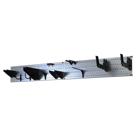 Store Your Gear With This Knockout Galvanized Steel Pegboard Wall Mount Kit For The Garage Featuring Rock Solid Heavy Duty Hooks For Lawn Garden Equipment No Sweat Install