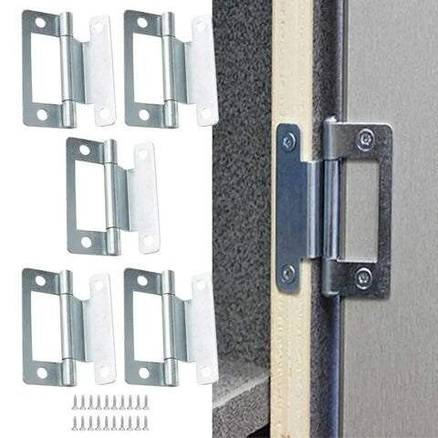 Heavy Duty Steel Cranked Flush Hinge For 15-19mm Cupboard Doors Zinc Plated Hardware 5 Pack Bundle installed on cabinet