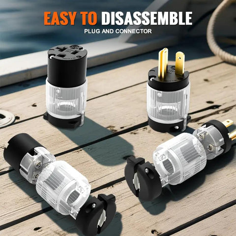 Heavy Duty NEMA 5-20R Lighted Plug End Replacement For Extension Cords, 20 Amp 125V, 2-Pole 3-Wire Straight Blade Connector, PVC Black, 10 Pack, Repair Damaged Cords And Save Money
