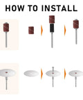 How to install sanding and cutting accessories from Heavy Duty 69 Piece Rotary Tool Accessories Kit With Rock Solid Sanding And Grinding Bits.