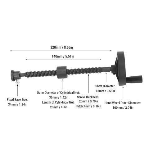 Professional Grade Steel Top Shelf Heavy Duty Workbench Vise Screw Featuring Rock Solid Self Locking Grip And Dead Simple 100Mm Handwheel For Woodworking Shop Garage Fixtures 220Mm dimensions labeled with measurements.