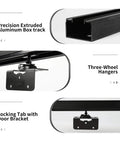 72 Inch Aluminum Pocket Door Track Kit For Ceiling Mount Box Rail Sliding Hardware with three-wheel hangers and locking tab