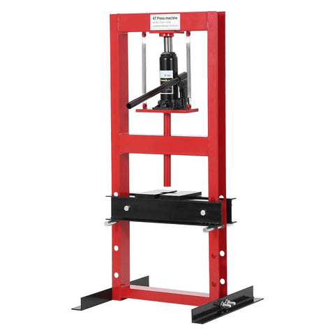 Beefy 6 Ton Hydraulic Shop Press With H Frame Four Position Adjustable Working Table Height 13,000 Lbs Capacity For Garage