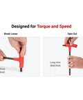 Three Sixteenth Inch Ball End Hex T Handle Key With Side Drive And Big Comfortable Grip showing side drive and long arm use