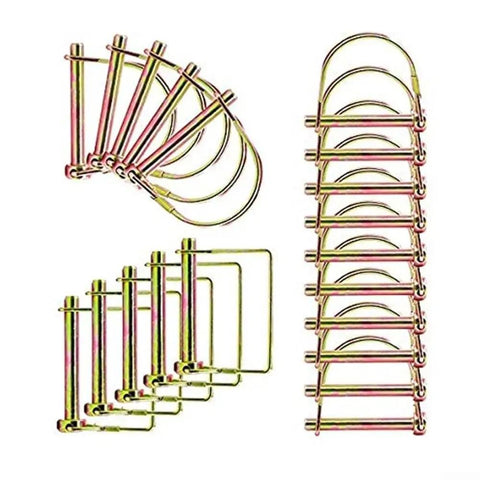 20 Piece D Shape And Square Cotter Pin Set For Metalworking With Rust Resistant Color Plated Finish, Quick Release Safety Latch Kit For DIY Projects, Pro Grade Gear For Machinery, Automotive And General Maintenance, assorted pins shown