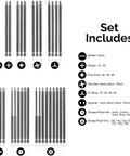 Heavy Duty 32-Piece S2 Steel Tamper-Proof Bit Set With 6 Inch Extra Long 1/4 Inch Security Screwdriver and bit sizes shown