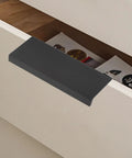 Concealed Cabinet Handles 1 Pair Recessed Aluminum Alloy Finger Pulls Matte Black on drawer edge