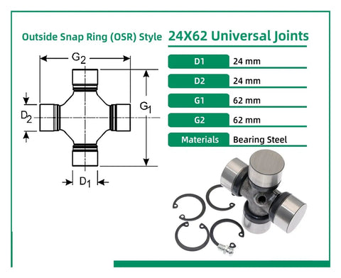 Heavy Duty U Joint Cross Bearing 24X62mm Direct Fit For Volvo XC90 31256271 Straight Setup Garage Tested Rides Butter Smooth Built Legit For All Day Driving And Zero Hassle Maintenance
