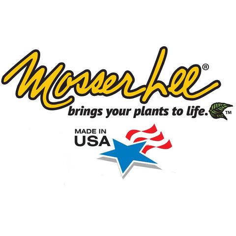 Mosser Lee logo with text 'brings your plants to life' and 'Made in USA' with a star and leaf illustration