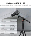 Go To 76 Inch Camera Tripod With Rotatable Center Column And 360 Degree Ball Head Heavy Duty 8kg Load shown with DSLR camera