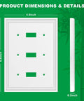 Dimensions of White Decorative Triple Toggle Light Switch Wall Plate 3 Gang Natural Material Cover for Modern Homes