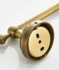 Antique Brass Bathroom Accessories 4 Piece Wave Pattern Wall Mount Set With Adjustable Towel Bar end detail in retro style
