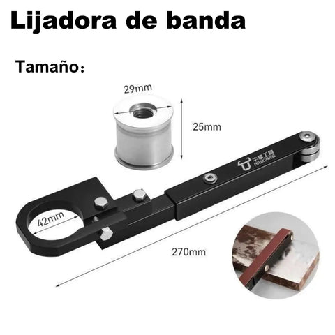 Badass Angle Grinder To Belt Sander Conversion Adapter Swaps 100Mm And 125Mm Discs In Seconds Quick Grip Polishing Attachment showing size specifications.
