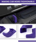 Purple Bumper Tow Hook Covers Set Two Pack Compatible With 2007 To 2018 Jeep Wrangler JK JKU And 2018 To 2026 JL JLU And Jeep Gladiator JT Exterior Accessories That Look Real Cool showing installed and detached views of covers on black bumper