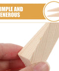 Two Pack Wooden Door Stopper Wedge Triangular Floor Block Beige Compact Design held between fingers